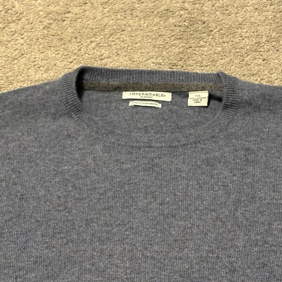 Impermeable Platinum Men XXL Sweater 100% Cashmere Crewneck Pullover Gray - Picture 2 of 9
